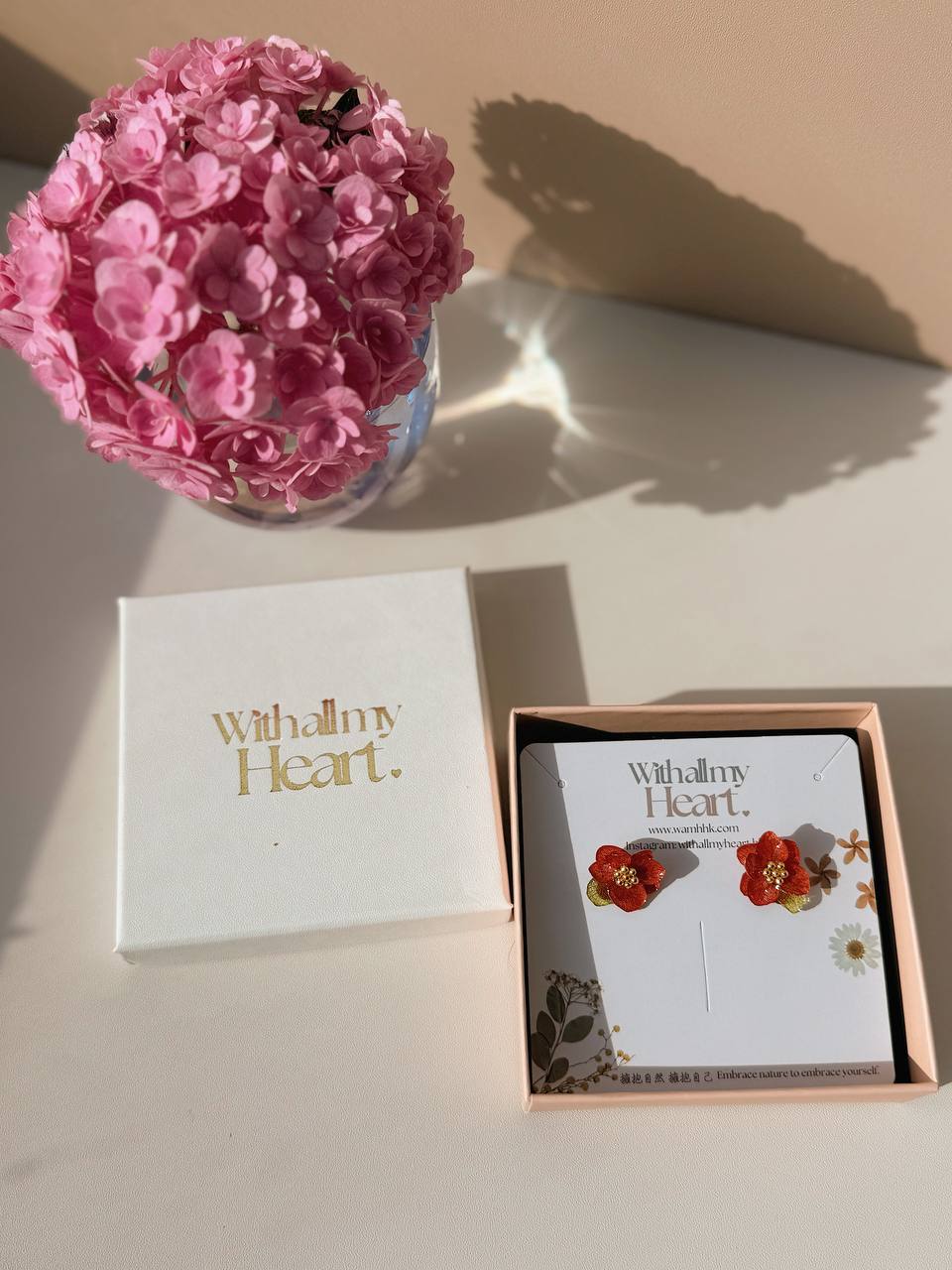 Embossed hydrangea earrings